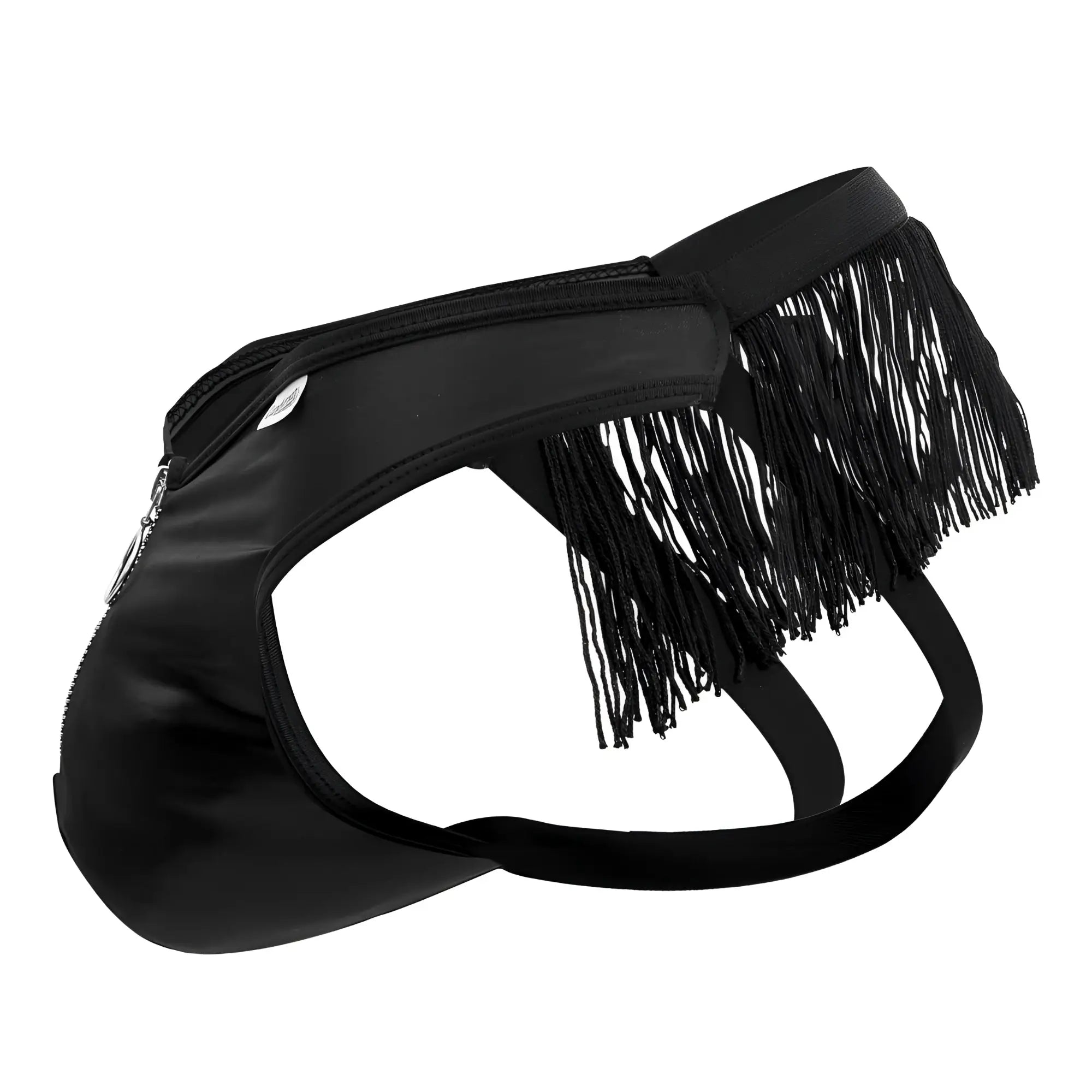 Black fringed briefs candyMan 99753 with shiny material and zipper closure for stylish supportive wear