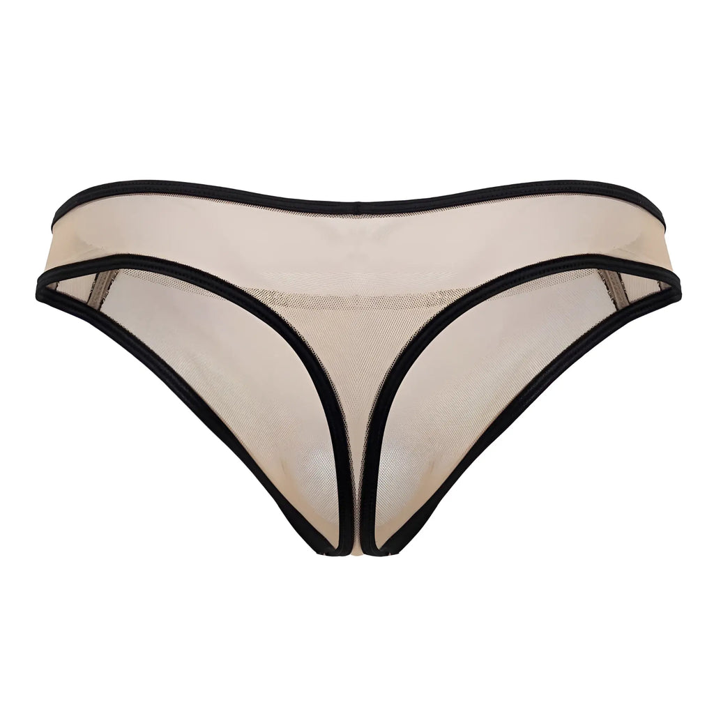 Beigecandyman 99767 sports mesh thong with black trim made of breathable mesh fabric for active wear