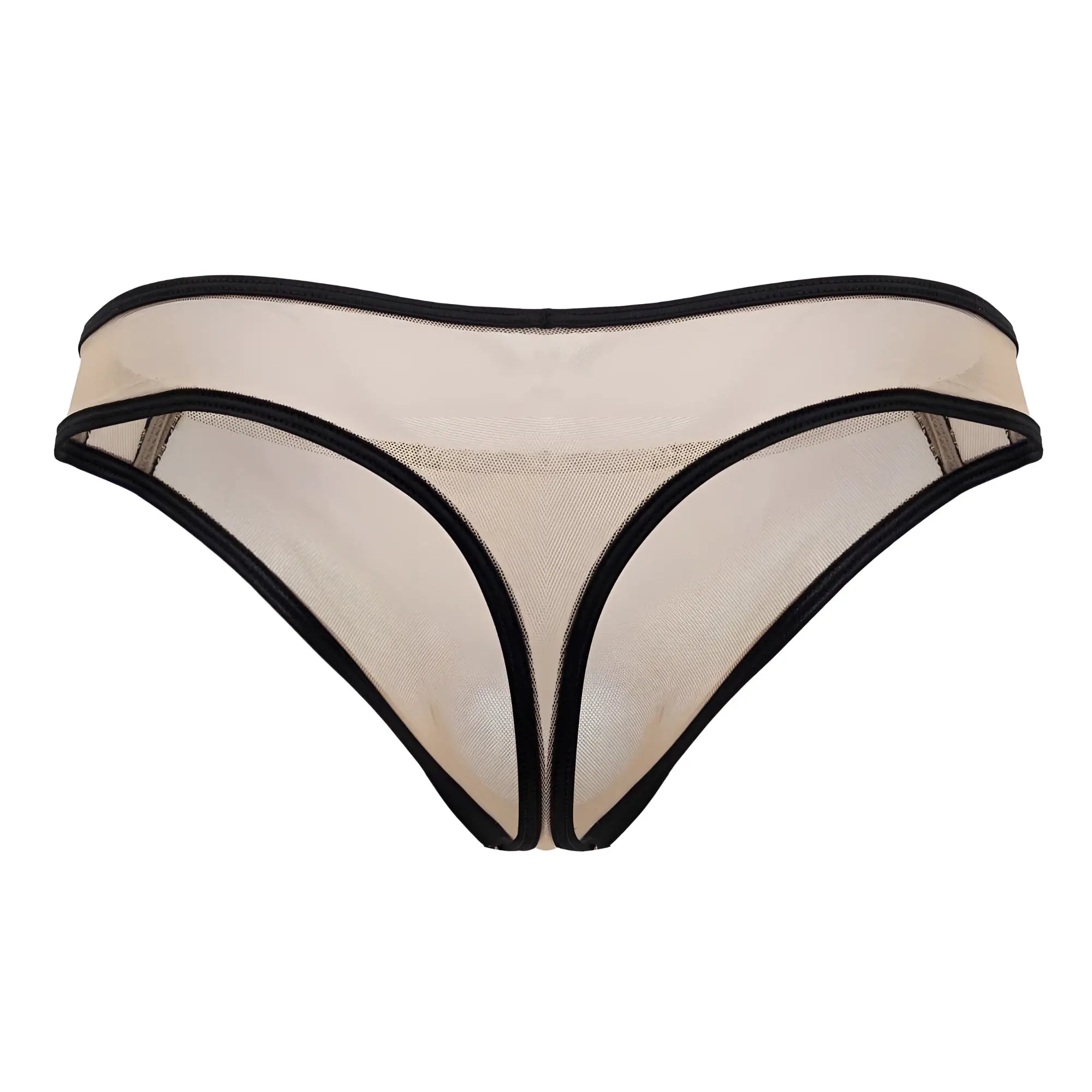 Beigecandyman 99767 sports mesh thong with black trim made of breathable mesh fabric for active wear