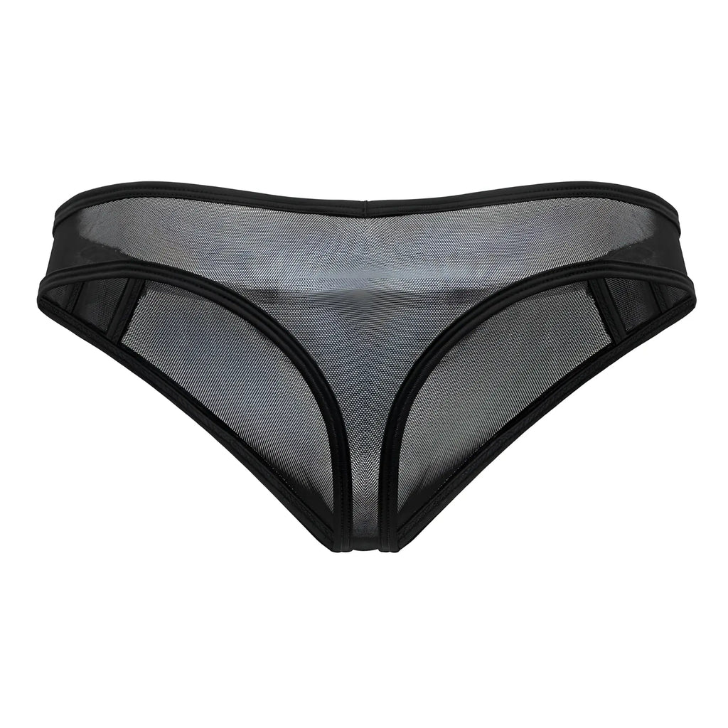 Black candyman 99767 sports mesh thong with reinforced elastic waistband and sleek form fitting design