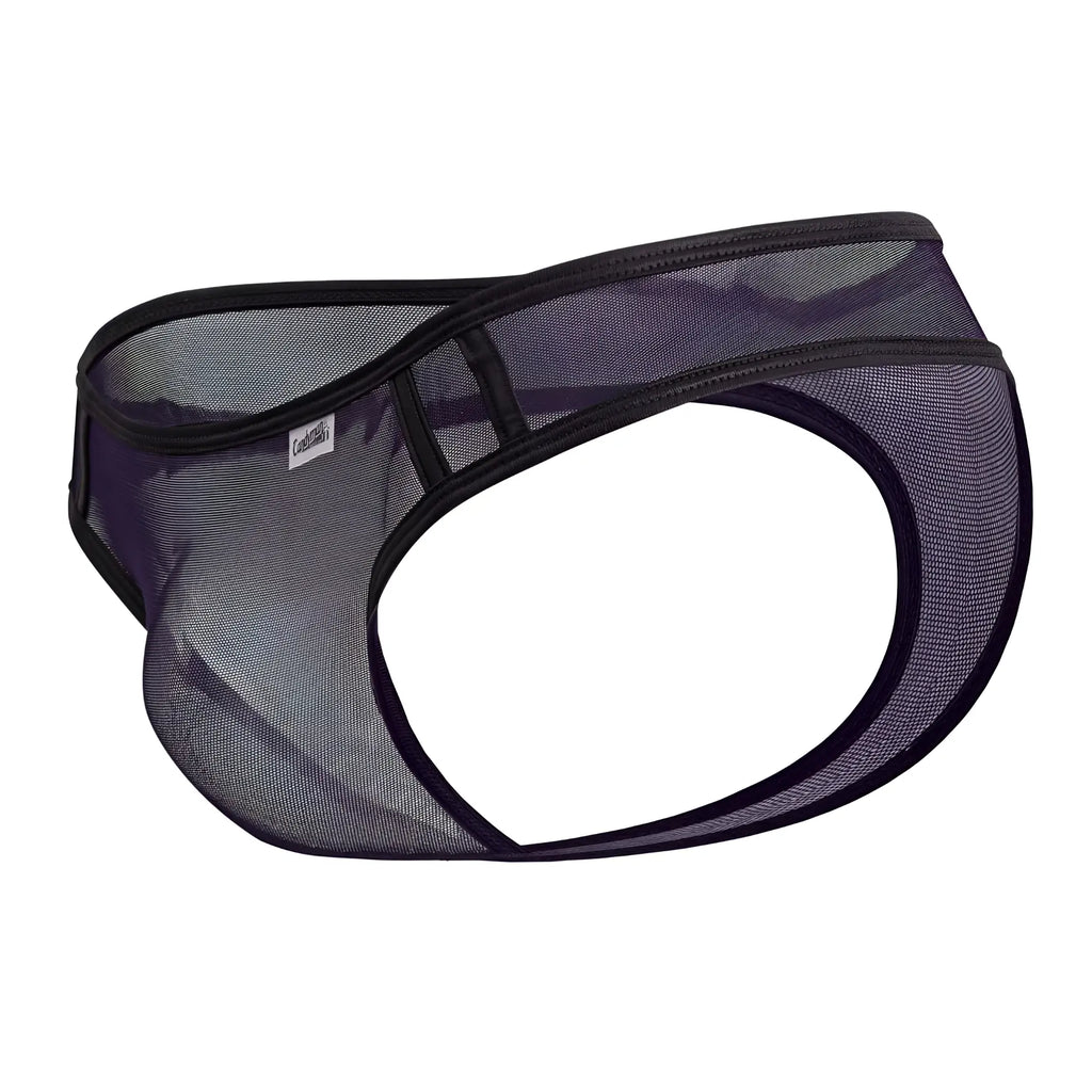 Navy candyman 99767 sports mesh thongs with black mesh, sleek form-fitting design, and reinforced elastic waistband