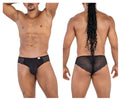 Black candyman 99769 lace briefs showing mesh back panel and lace trim for men