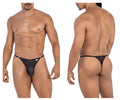 Black sheer mesh thong with small white logo on sideband from candyman 99776 mesh thongs collection