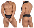 Black CandyMan 99781 Protuder thong underwear with solid smooth fabric and a snug fit displayed from the back