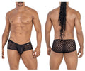 Black mesh briefs with diagonal striped pattern from candyman 99790 mesh trunks in black color