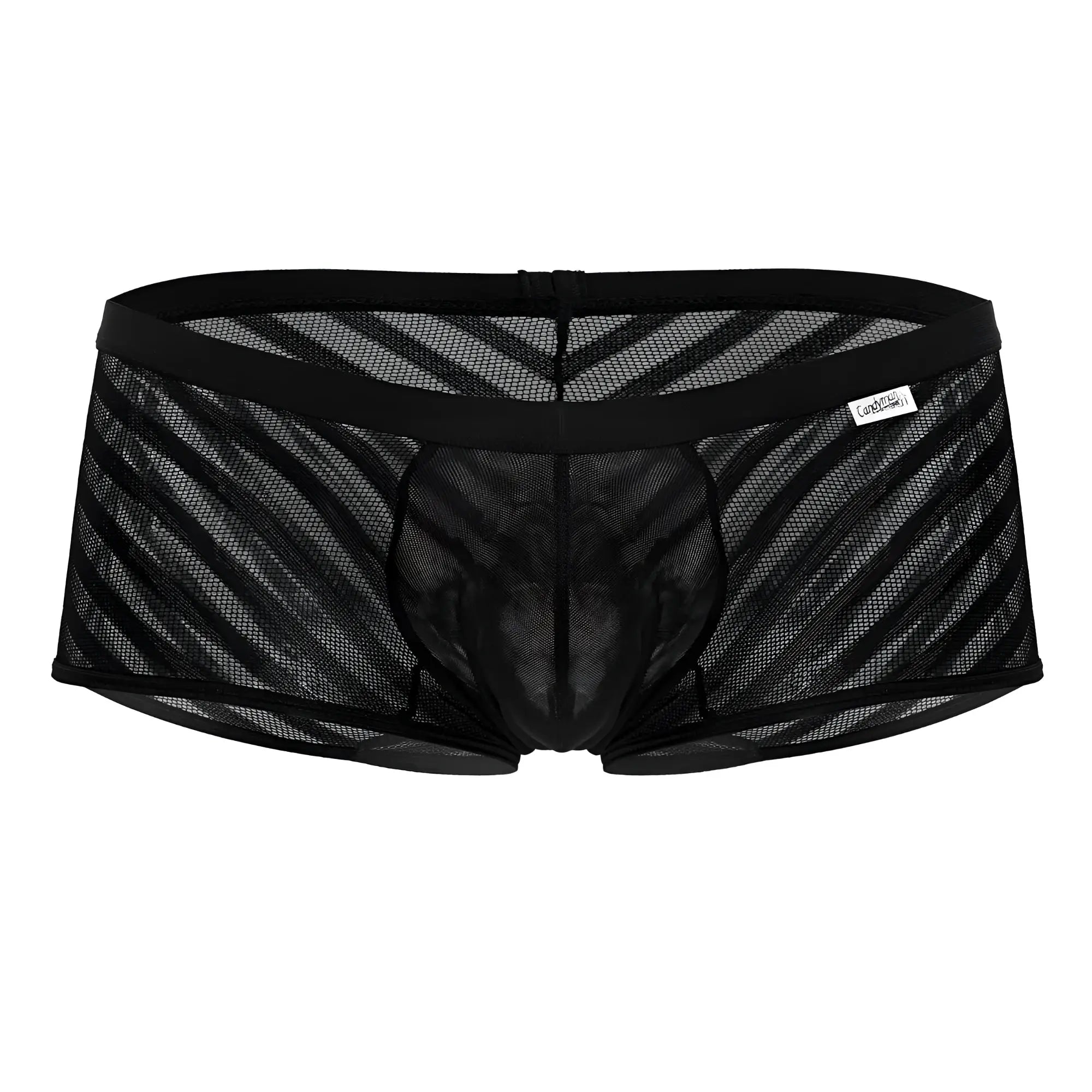 Black mesh briefs candyMan 99790 with diagonal striped pattern and solid black waistband