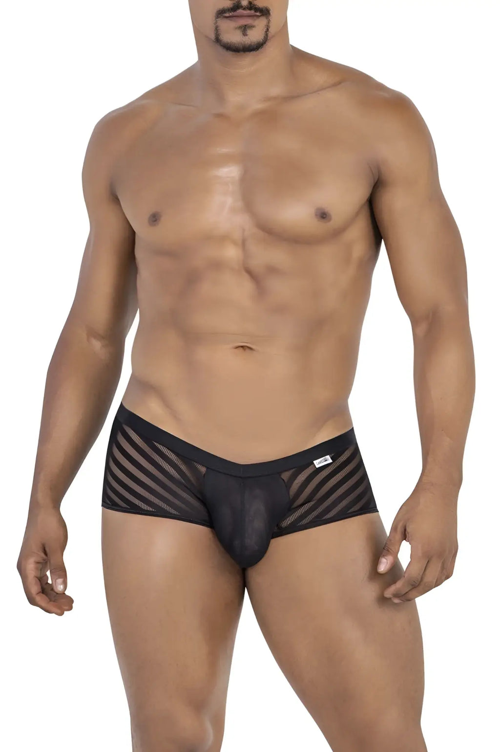 Black mesh briefs candyMan 99790 with diagonal striped pattern and solid black waistband for comfortable wear