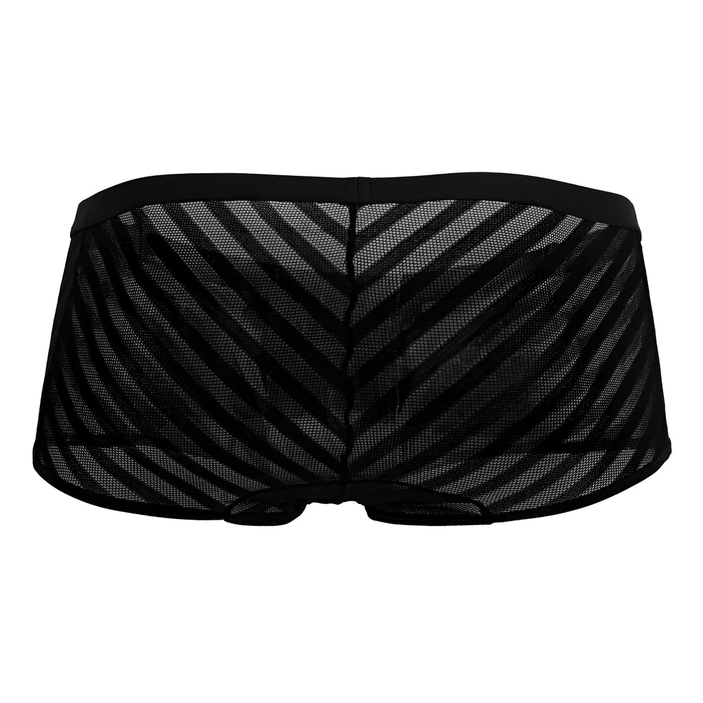 Black candyMan 99790 mesh trunks with diagonal striped pattern and solid waistband for breathable comfort