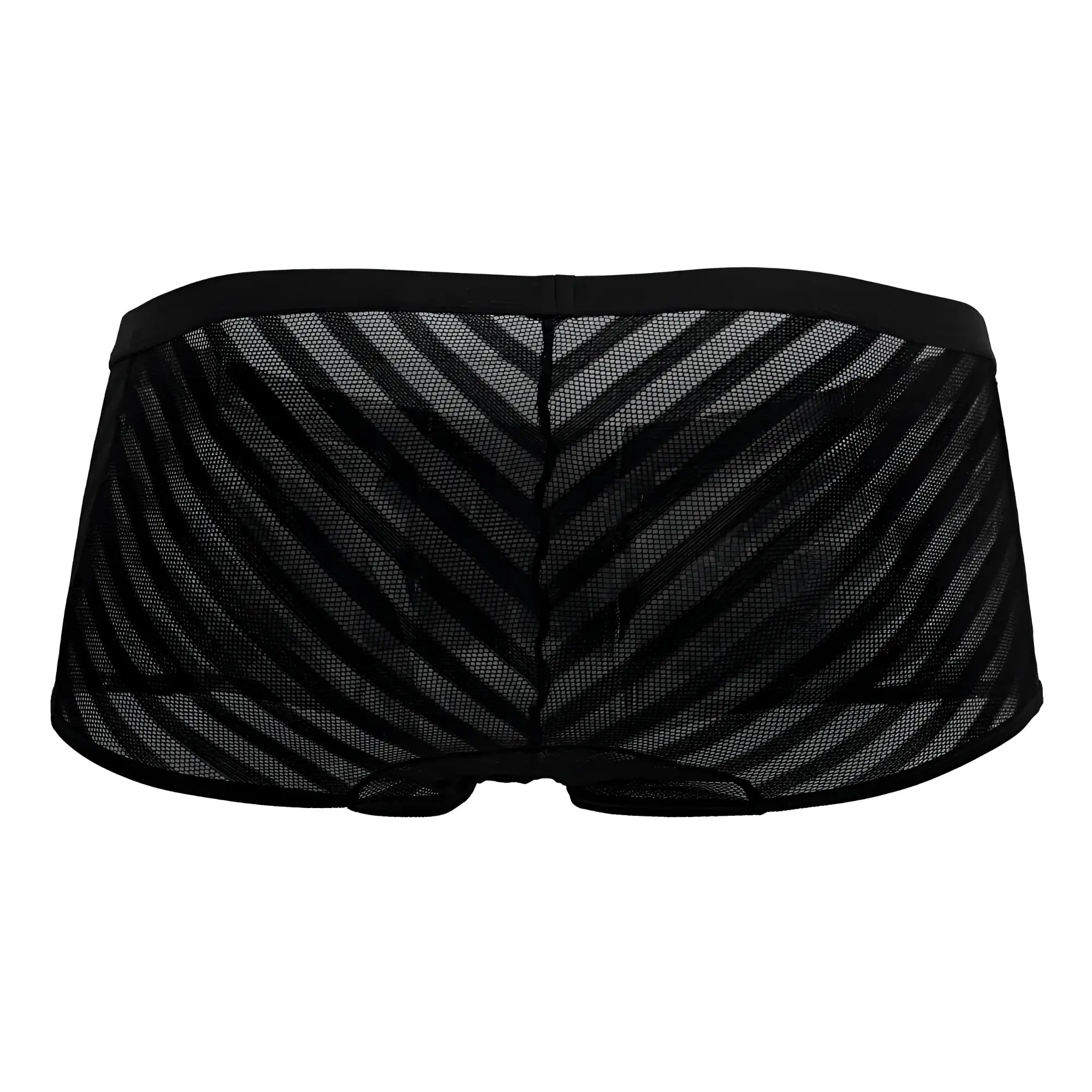 Black candyMan 99790 mesh trunks with diagonal striped pattern and solid waistband for breathable comfort
