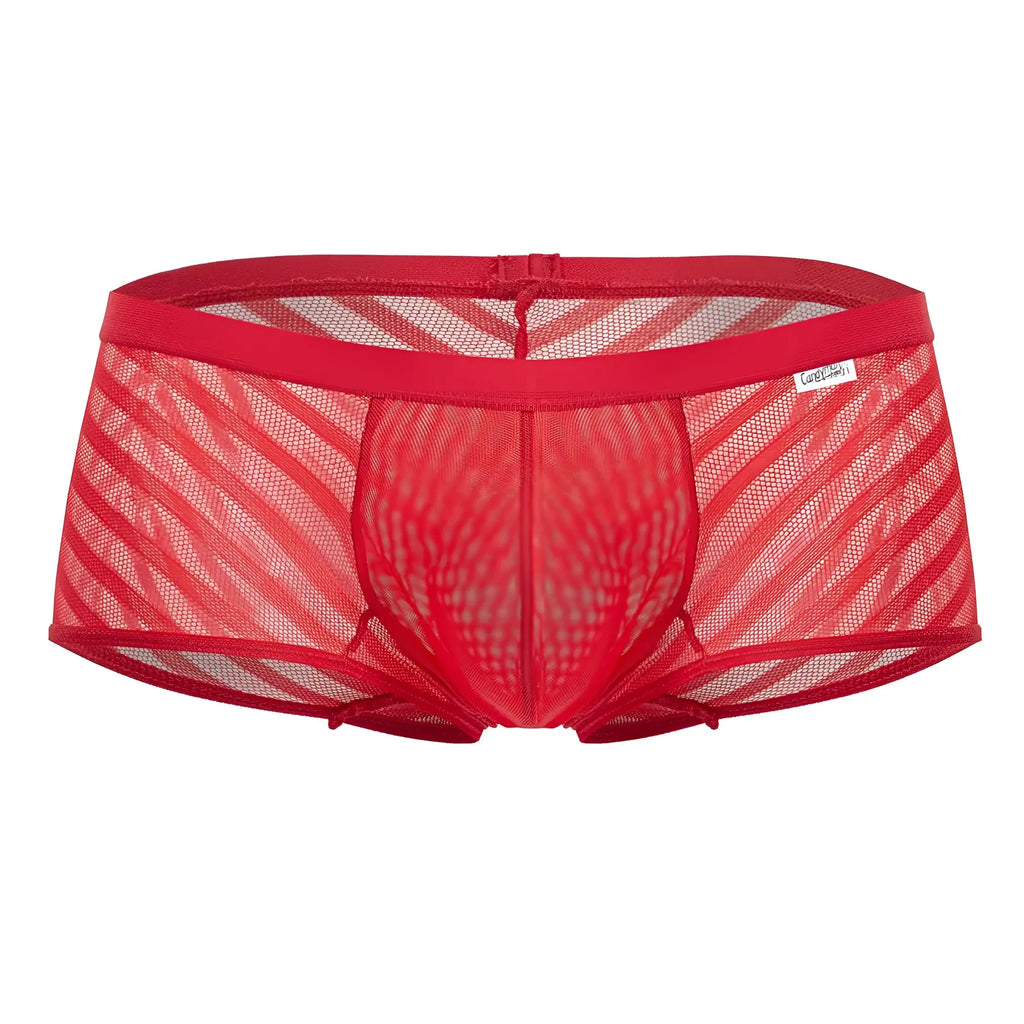 Red mesh briefs candy man 99790 mesh trunks with diagonal pattern and elastic waistband in red color