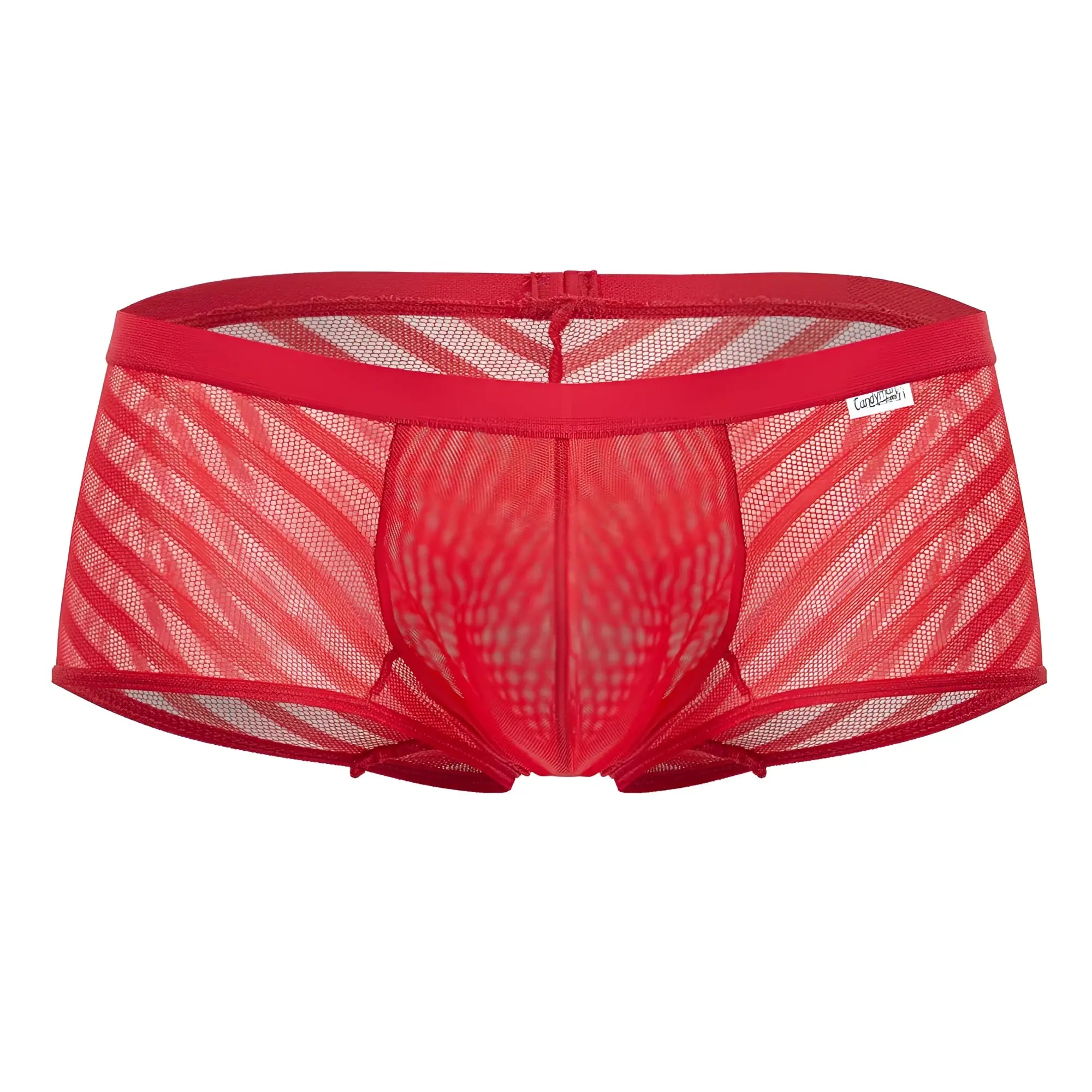 Red mesh briefs candy man 99790 mesh trunks with diagonal pattern and elastic waistband in red color