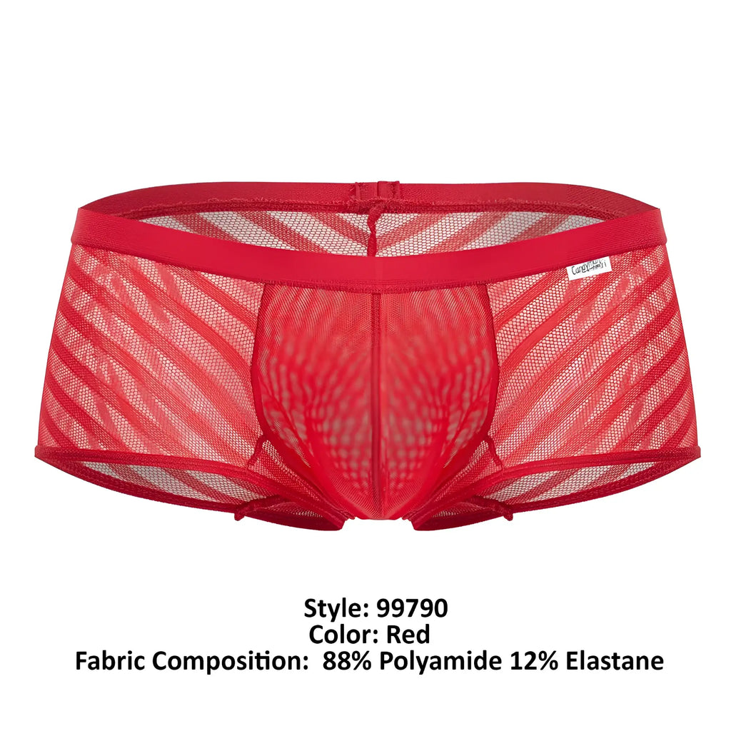 Candyman 99790 mesh trunks in red featuring a diagonal pattern and elastic waistband in breathable mesh fabric