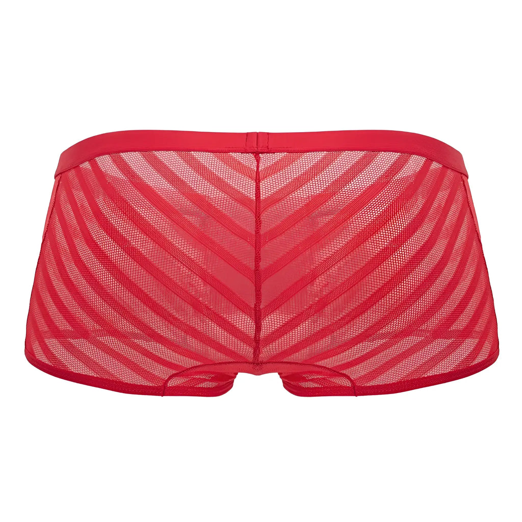Red mesh briefs with diagonal striped pattern from Candyman 99790 mesh trunks in red color