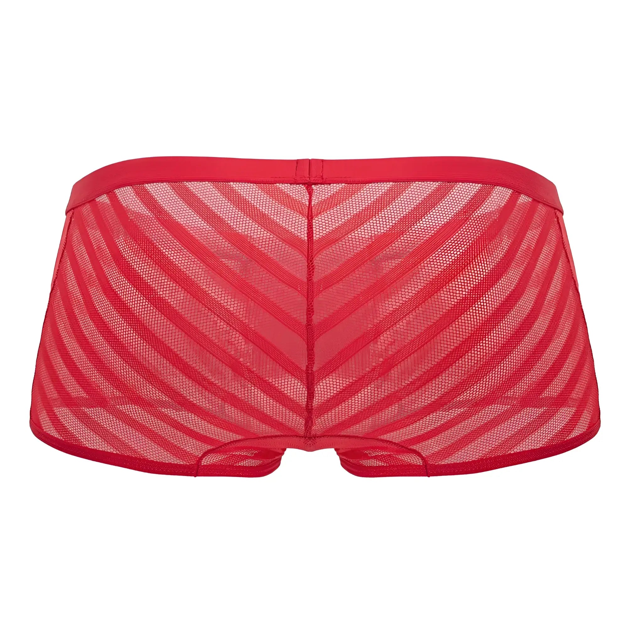 Red mesh briefs with diagonal striped pattern from Candyman 99790 mesh trunks in red color