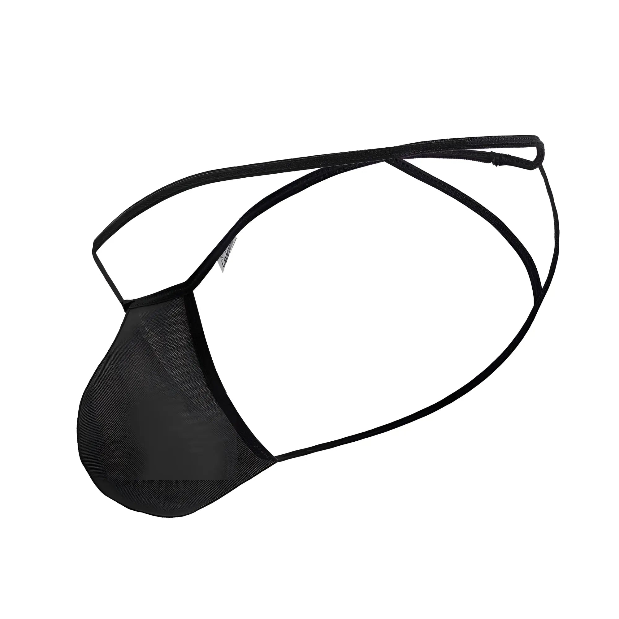 Black mesh thong with thin elastic straps from candyman 99795 mesh g-string thongs in black shown from the back