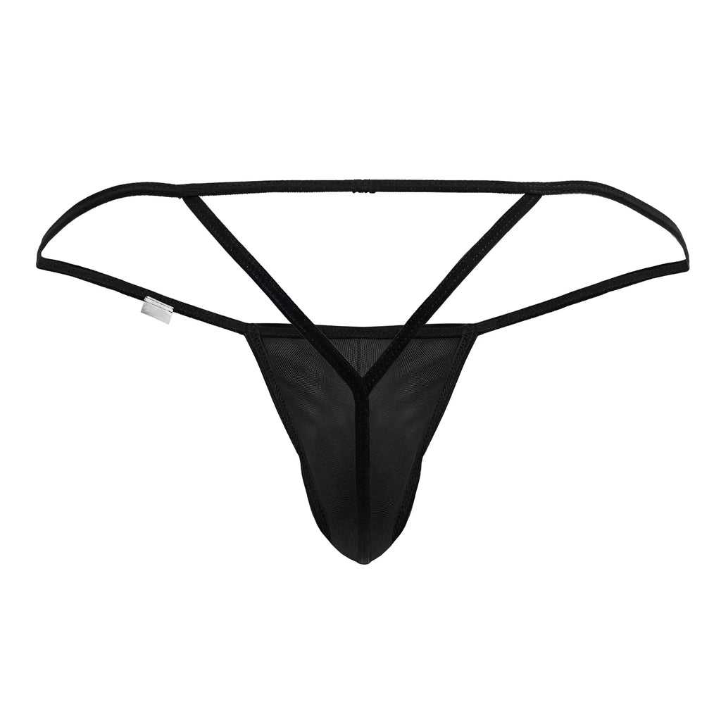 Black mesh thong with thin supportive straps and sleek minimalist design candyMan 99795 mesh g-string thongs