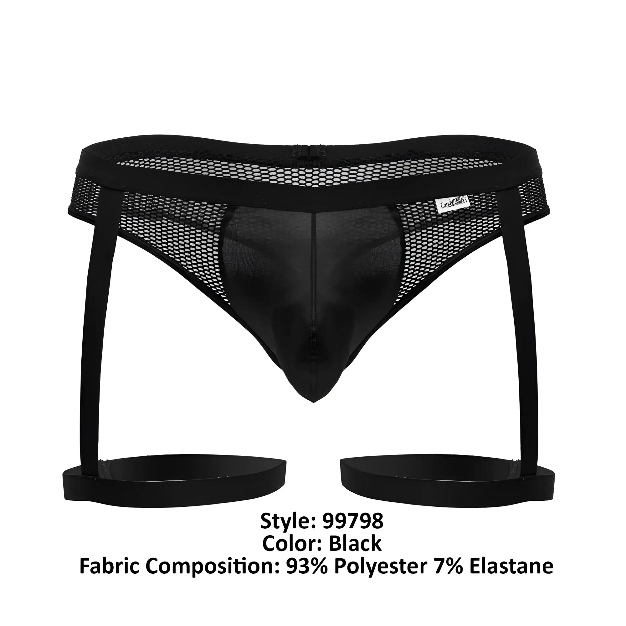 Black candyMan 99798 mesh and satin garter belt with adjustable straps for lingerie wear