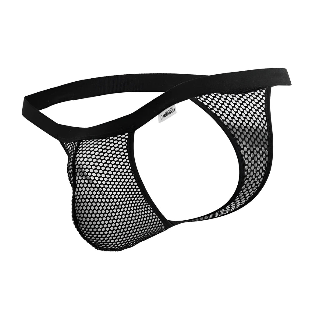 Black mesh thong with solid elastic waistband and cordoba label from candyman 99801 collection