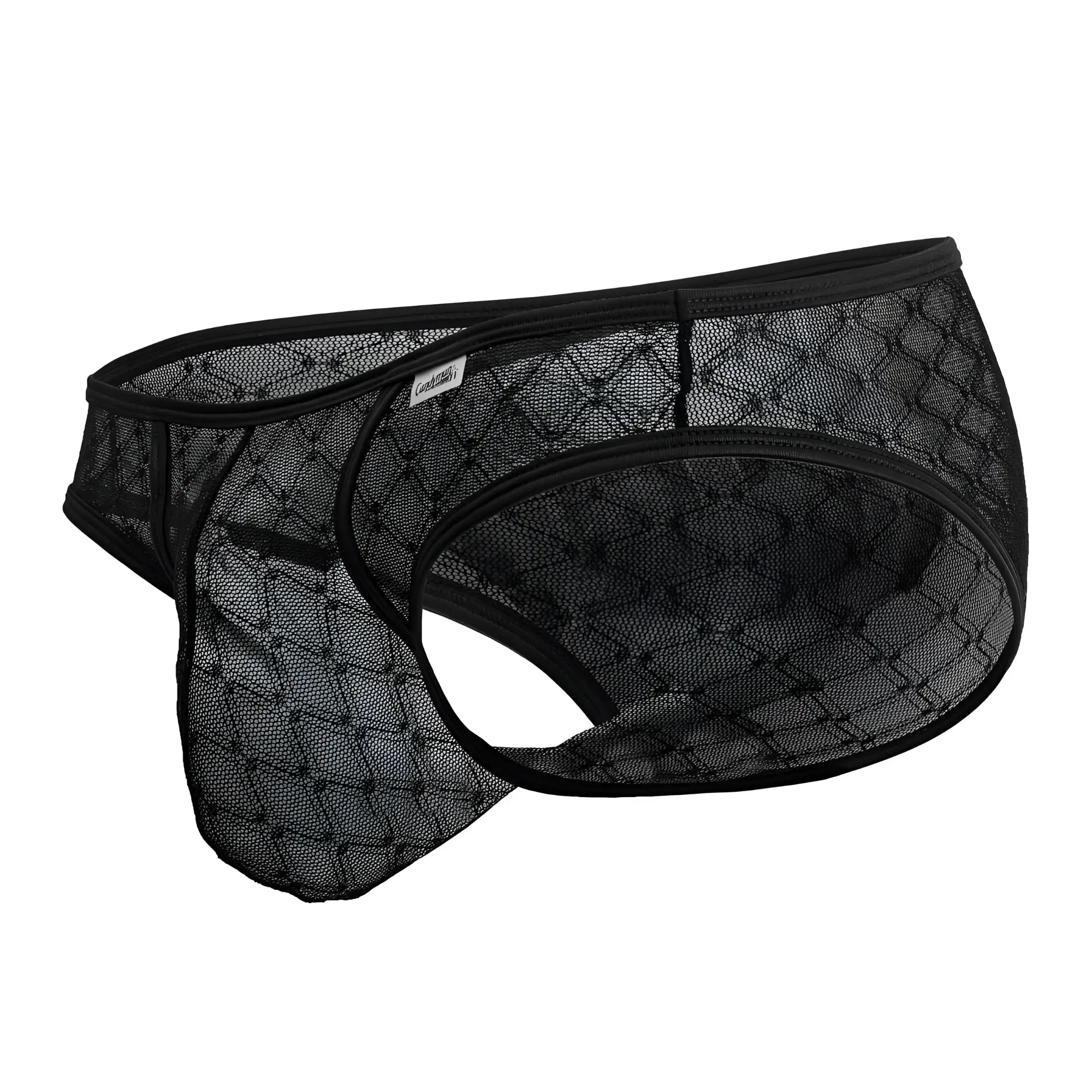 CandyMan 99812 black mesh briefs with diamond pattern and reinforced elastic waistband for comfortable support