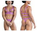 Purple strappy harness-style lingerie set candyMan 99822 two piece outfit in violet for intimate wear