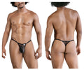 Black mesh thong candyMan 99824 with solid black pouch and adjustable straps for comfortable fit