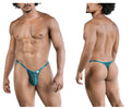 Teal mesh thong with metallic trim and small brand tag from candyman 99824 mesh thongs color green collection
