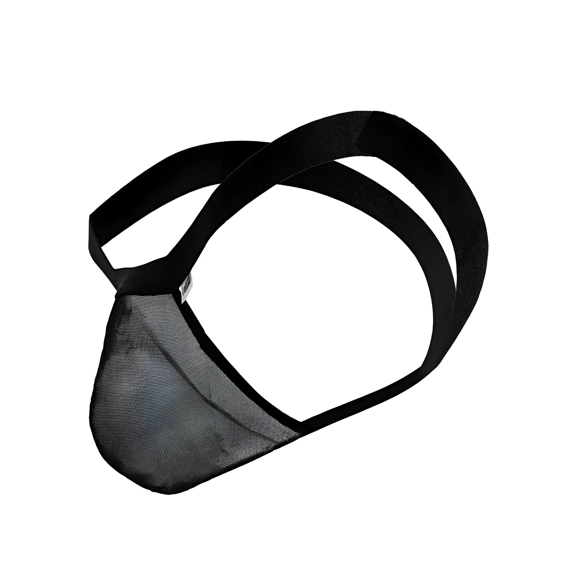 Black mesh briefs with elastic straps from candyman 99841 mesh thongs color black shown from the back side