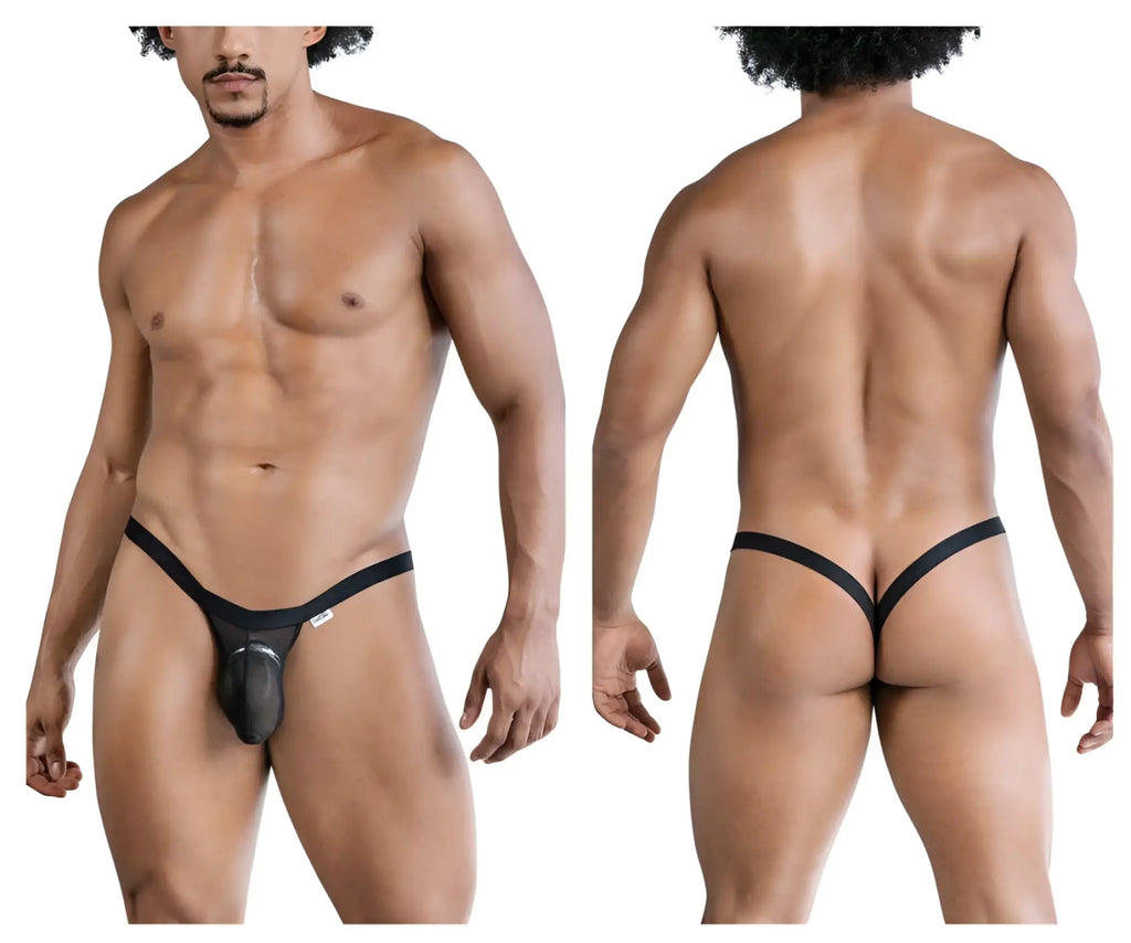 Black sleek candyMan 99841 mesh men’s thong with a central pouch design for comfortable form-fitting wear