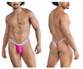 Bright pink and lavender candyMan 99841 mesh thong with supportive contoured design visible from the back side