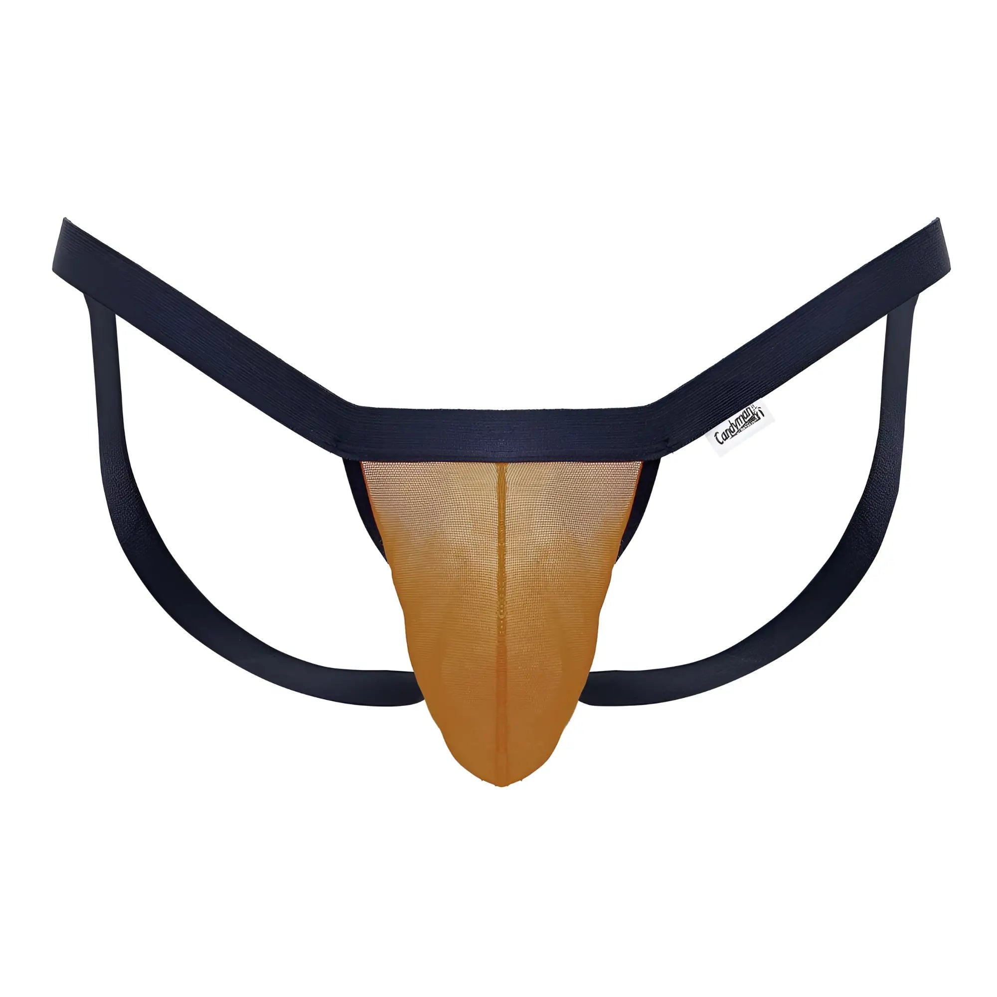 Navy blue and gold mesh thong with branded tag candy man 99841 mesh thongs color orange in product image