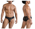 CandyMan 99855 black mesh briefs with silver polka dot pattern for stylish and breathable underwear