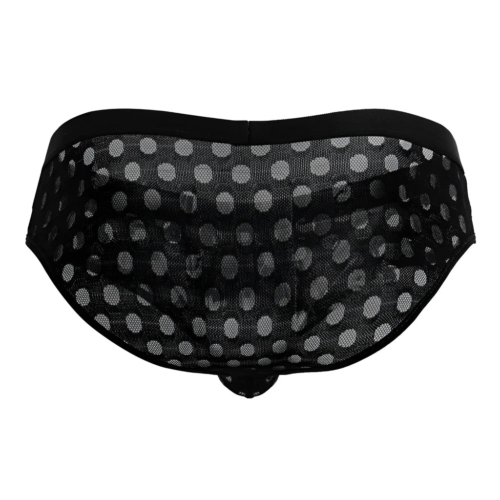 CandyMan 99855 polka mesh briefs black mesh briefs with white polka dot pattern for stylish comfort