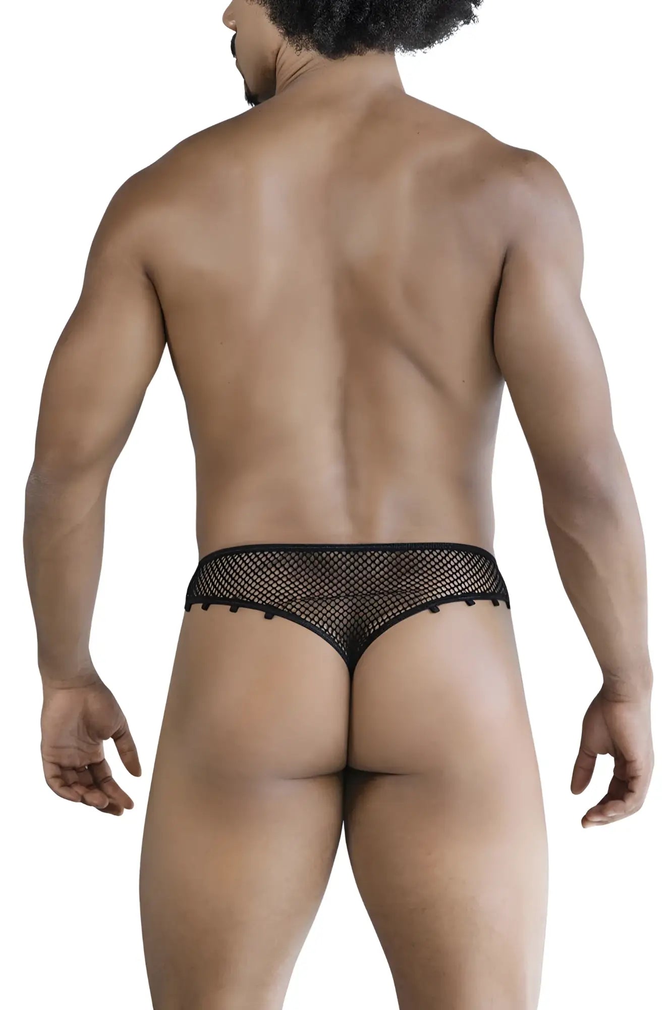 Black mesh thong candyMan 99860 fishnet thongs with delicate see-through design and small edge embellishments
