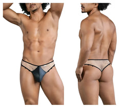 Black mesh candyMan 99860 fishnet thong in nude-black with sleek form-fitting design and subtle shimmering accents