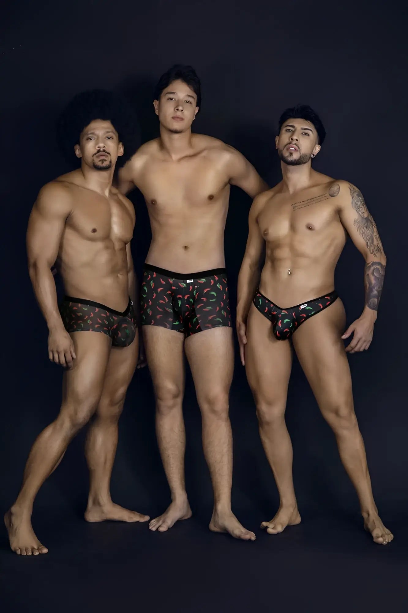 Black briefs candy man 99873 chili pepper trunks with vibrant colorful geometric print for casual wear