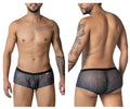 CandyMan 99873 Egyptian trunks gray-black mesh briefs with sleek circuit board inspired pattern