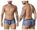 Blue lace-patterned CandyMan 99873 men’s briefs with solid navy waistband in blue-white color combination