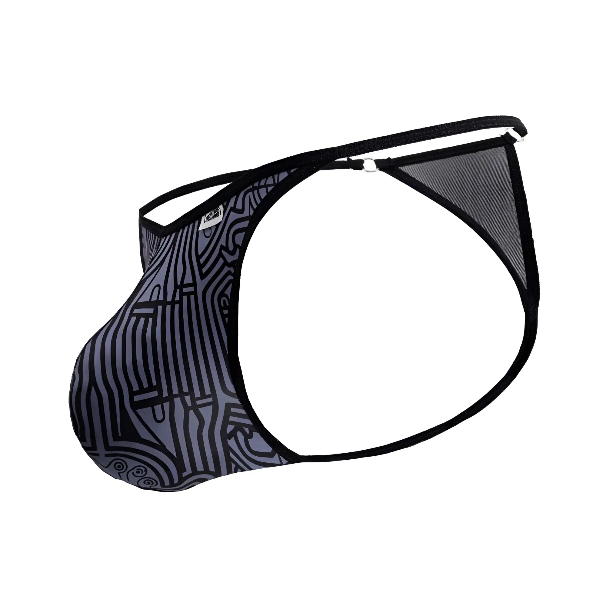 Black and gray patterned mesh thong with a sleek modern design from candyman 99875 egyptian thongs collection