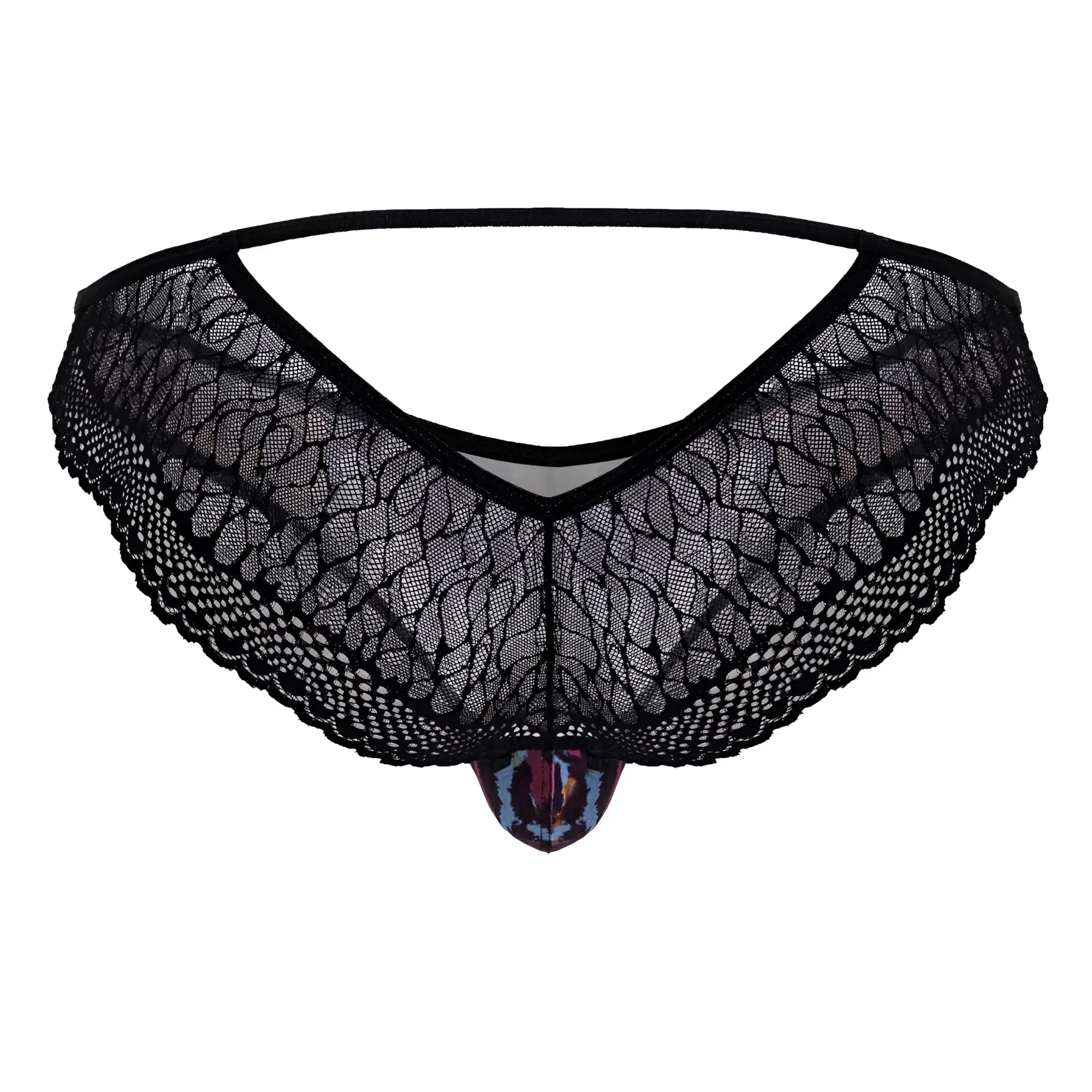 Black lace thong with colorful patterned pouch in candy man 99876 leopard briefs color animal print design