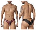 Candyman 99876 leopard briefs featuring vibrant animal print front and black lace sheer mesh back detailing