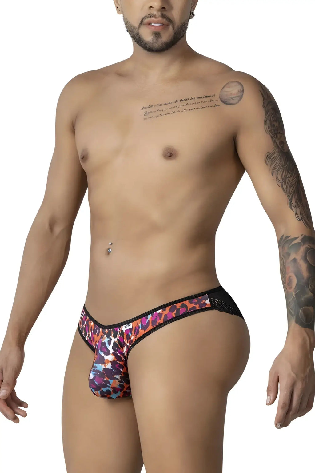CandyMan 99876 leopard briefs in vibrant animal print with black mesh trim for stylish and comfortable wear