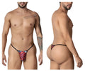 Vibrant pink and black leopard-print thong with thin black elastic waistband CandyMan 99877 leopard thongs color animal print