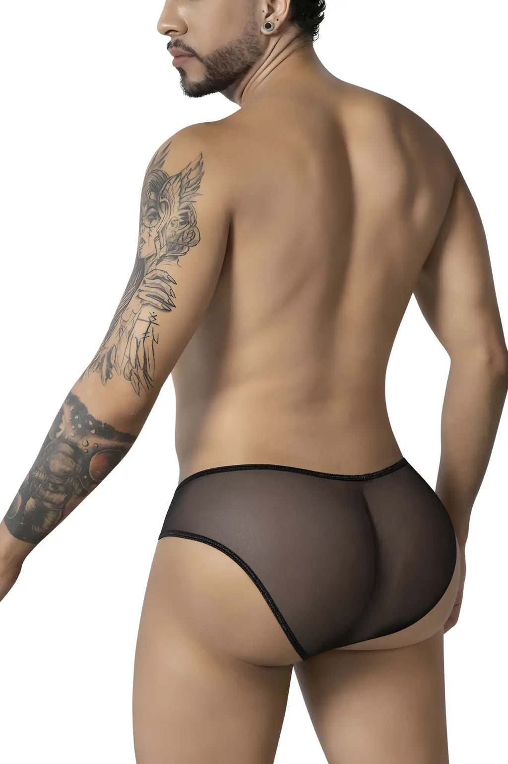 Black sheer mesh briefs candyMan 99879 leopard briefs with smooth form-fitting design and animal print color