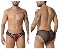 Vibrant leopard printed briefs with black mesh sides and trim candy man 99879 animal print underwear