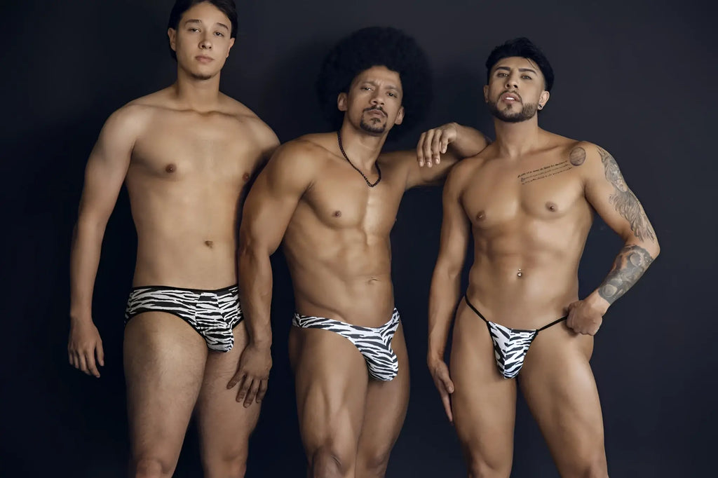 CandyMan 99882 zebra print briefs in black and white zebra print featuring thong style design