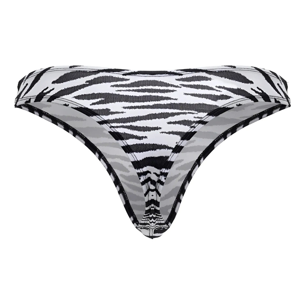 Candyman 99882 zebra thongs color zebra print black and white zebra print thong bikini bottom shown from the back