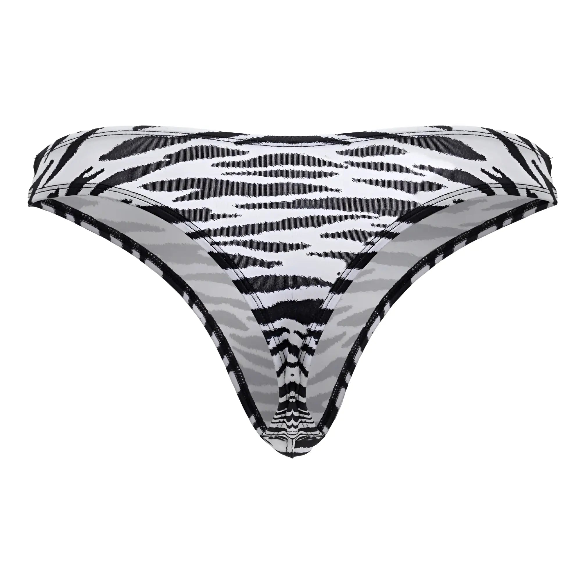 Candyman 99882 zebra thongs color zebra print black and white zebra print thong bikini bottom shown from the back