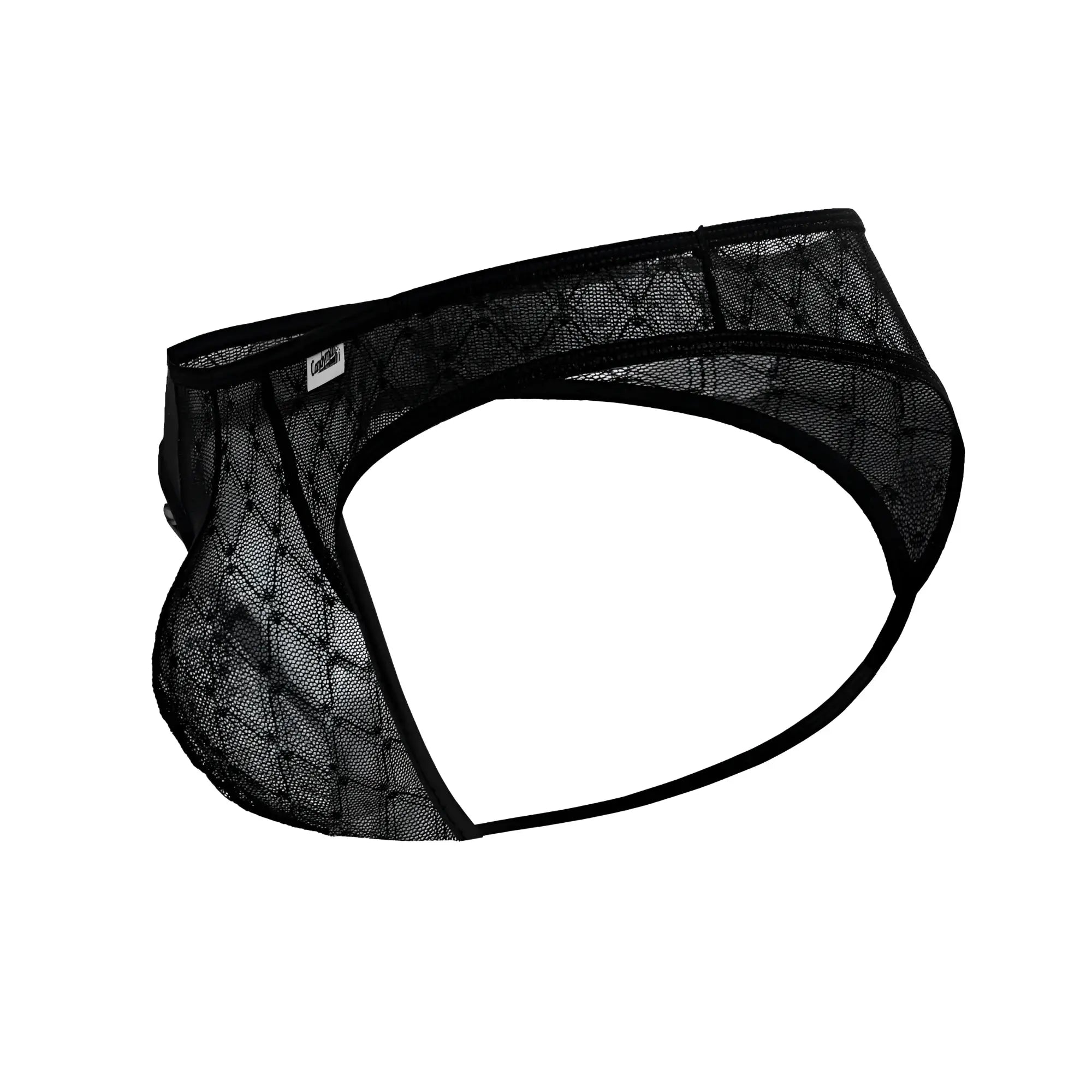 Black candyMan 99894 briefs with geometric diamond mesh design and reinforced elastic waistband