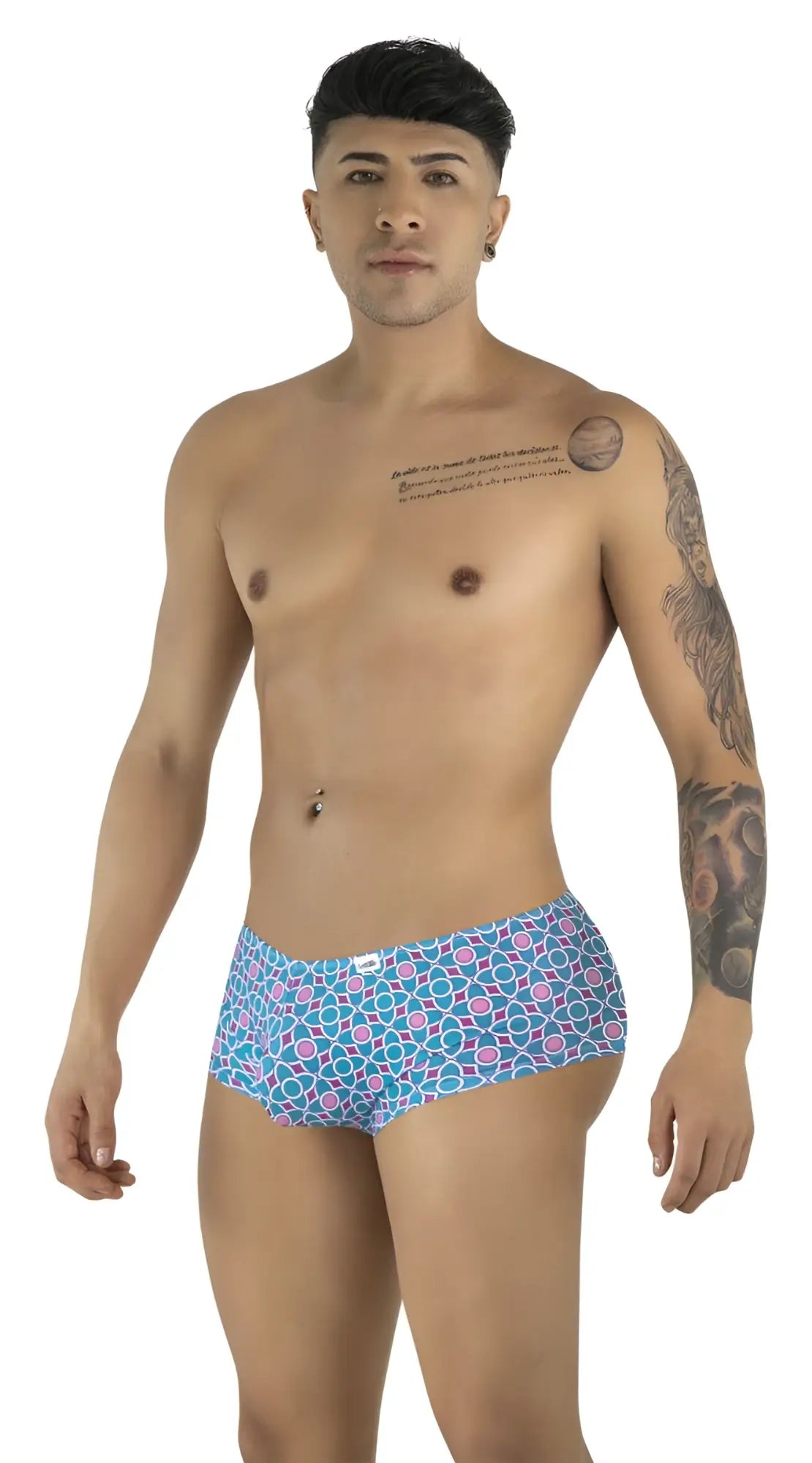 Blue and pink geometric patterned briefs candy man 99922 trunks color printed blue with comfortable fabric