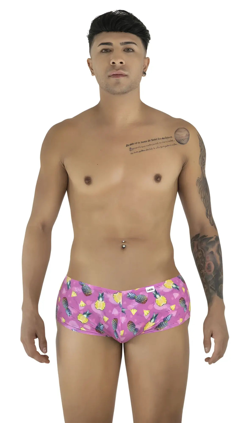 CandyMan 99922 trunks color printed pink men’s briefs with pink pineapple pattern for comfortable wear